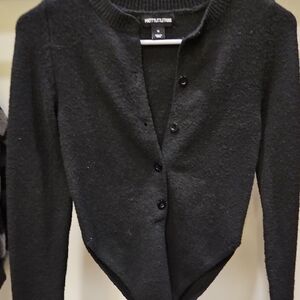 PrettyLittleThing Black Cardigan Bodysuit